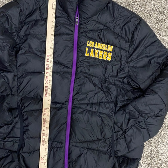 XXL NBA Los Angeles Lakers Black Puffer Jacket Coat Black Monogram Mens 2XL - Picture 11 of 12